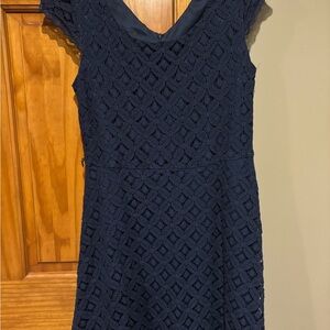 Women’s Navy Blue A-Line Flutter Sleeve Dress